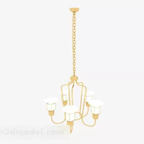 Golden Metal Chandelier 3d model