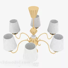 Warm Metal Living Room Chandelier 3d model