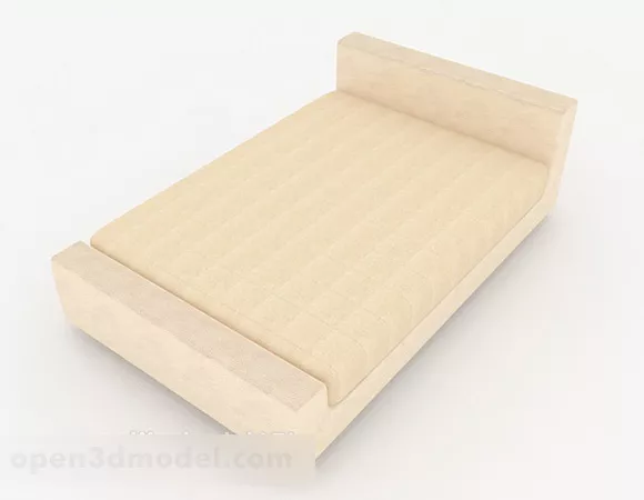 Warm Yellow Simple Double Bed 3d model Warm Yellow Simple Double Bed 3d model