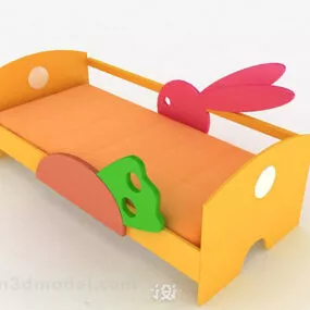 Yellow Single Layer Children Bed 3d model