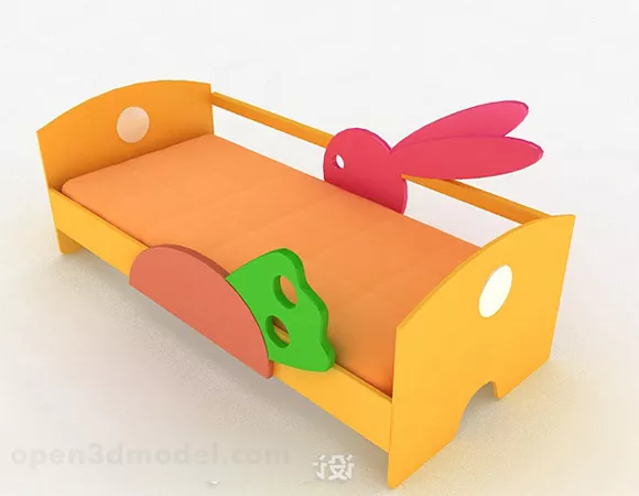 Yellow Single Layer Children Bed 3d model Yellow Single Layer Children Bed 3d model