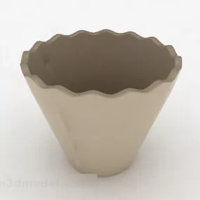Wave Shaped Ceramic Flower Bowl 3d model