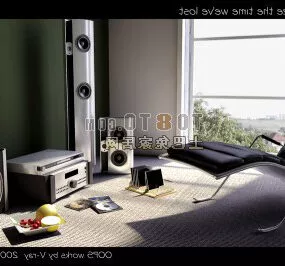 White Of Living Room Interior 3d model