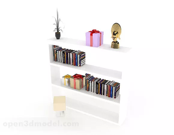 White Bookcase 3d model White Bookcase 3d model