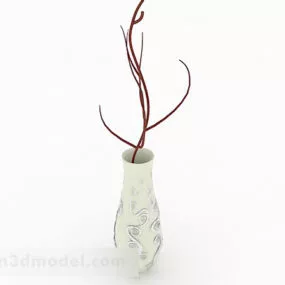 White Carved Ceramic Vase 3d model
