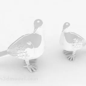 White Ceramic Pigeon Design 3d model