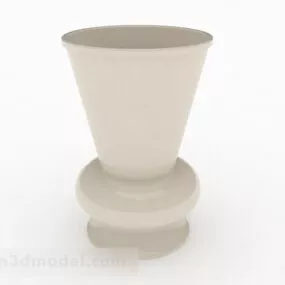 White Ceramic Wide Mouth Vase 3d model