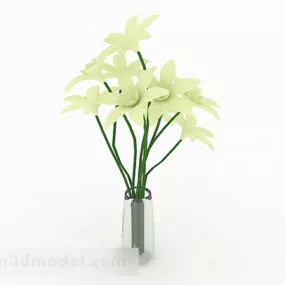 White Flower Interior Glass Vase 3d model