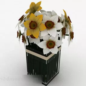 White Flowers Interior Home Furnishings 3d model