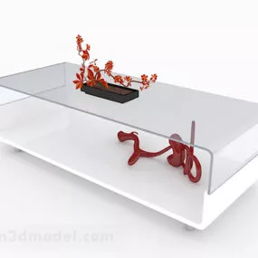 White Glass Coffee Table Furniture 3d model