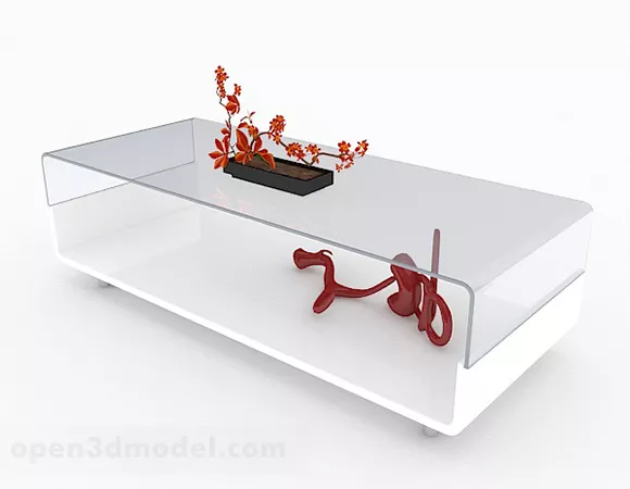 White Glass Coffee Table Furniture 3d model White Glass Coffee Table Furniture 3d model