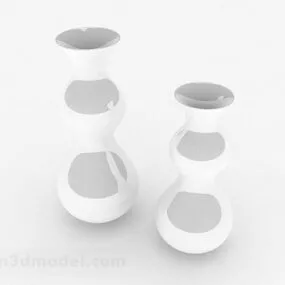 White Ceramic Wine Set 3d model