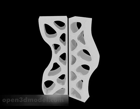 White Hollow Double Door Screen 3d model White Hollow Double Door Screen 3d model