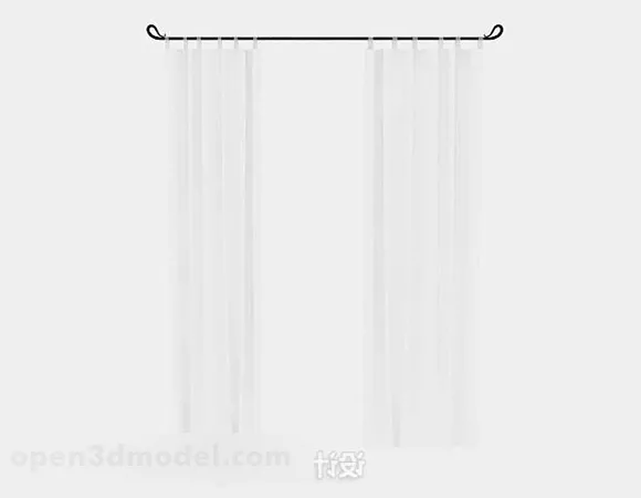 White Transparent Home Curtains 3d model White Transparent Home Curtains 3d model