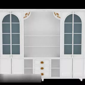 White Color Home Display Cabinet 3d model