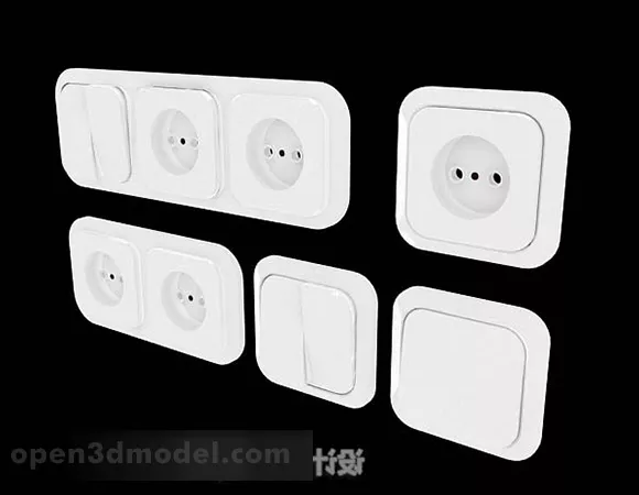 White Color Home Socket 3d model White Color Home Socket 3d model