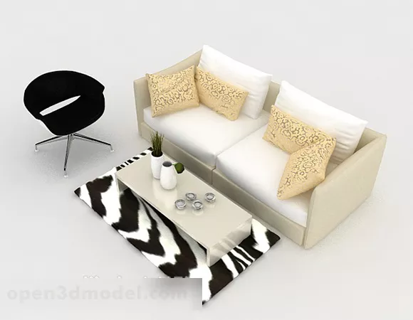 White Home Two Seaters Sofa 3d model White Home Two Seaters Sofa 3d model