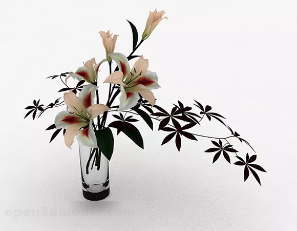 Pink Lily Flower 3d model