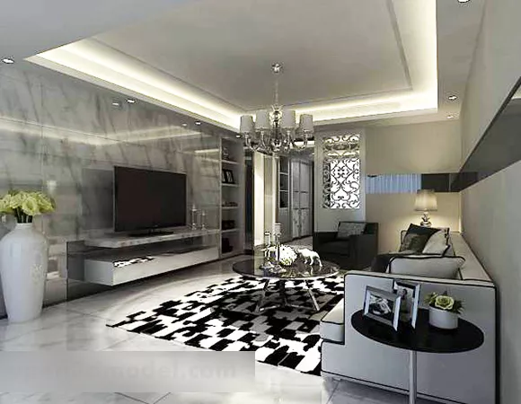 White Living Room Chandelier Interior 3d model White Living Room Chandelier Interior 3d model