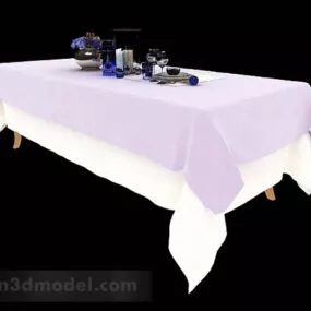 White Minimalist Dining Table 3d model