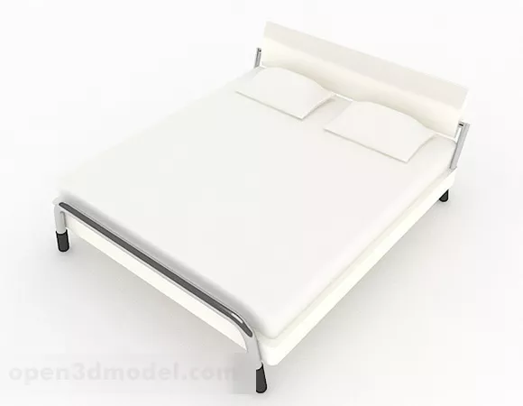 White Minimalist Double Bed 3d model White Minimalist Double Bed 3d model