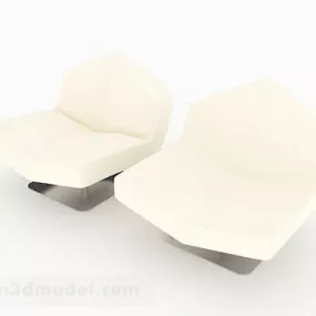 White Color Minimalist Single Sofa 3d model