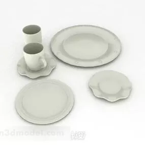 White Minimalist Tableware 3d model
