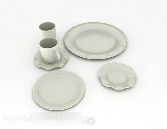 White Minimalist Tableware 3d model White Minimalist Tableware 3d model