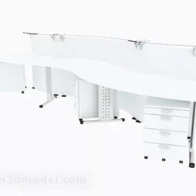 White Multi-person Office Desk 3d model