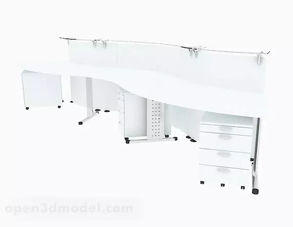 White Multi-person Office Desk 3d model White Multi-person Office Desk 3d model