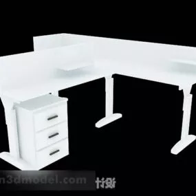White Office Desk Furniture 3d model