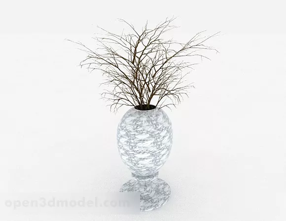White Pattern Ceramic Vase 3d model White Pattern Ceramic Vase 3d model