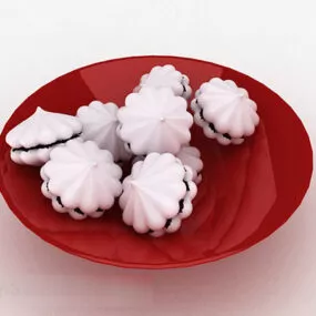 White Sandwich Biscuit Food 3d model