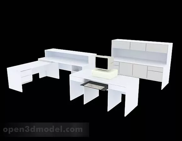 White Simple Desk Furniture 3d model White Simple Desk Furniture 3d model