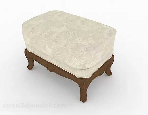White Classic Sofa Stool 3d model White Classic Sofa Stool 3d model