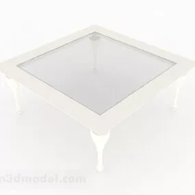 White Square Glass Coffee Table Furniture 3d model