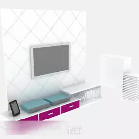 White Tv Cabinet Furniture 3d model