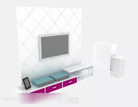 White Tv Cabinet Furniture 3d model White Tv Cabinet Furniture 3d model
