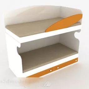 White Upper And Lower Bunk Bed 3d model