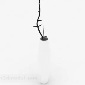 White Vase Dry Branches Decoration 3d model