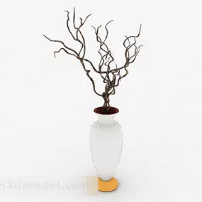 White Wide Mouth Pot Belly Vase 3d model