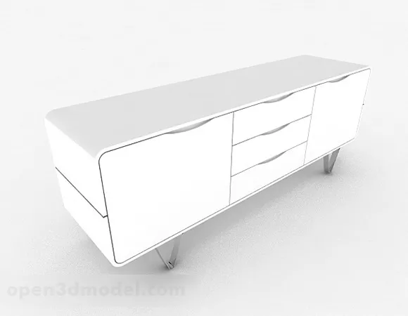 White Wooden Tv Cabinet 3d model White Wooden Tv Cabinet 3d model
