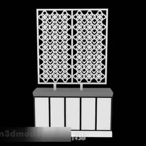 Wooden Partition Cabinet White Color 3d model