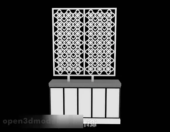 Wooden Partition Cabinet White Color 3d model Wooden Partition Cabinet White Color 3d model
