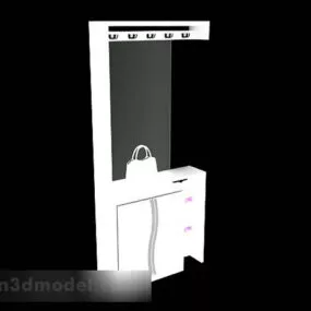 White Paint Wooden Porch Cabinet 3d model