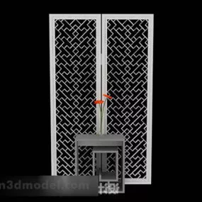 White Wooden Screen Partition 3d model