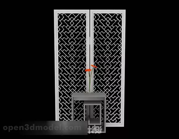 Square Partition Frame Leaf Pattern 3d model