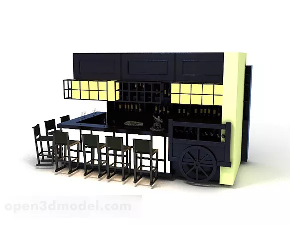 Wine Cabinet Bar Furniture Set 3d model Wine Cabinet Bar Furniture Set 3d model