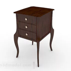 Classic Wooden Bedside Table 3d model