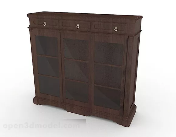 Brown Wood Bookshelf Furniture 3d model
